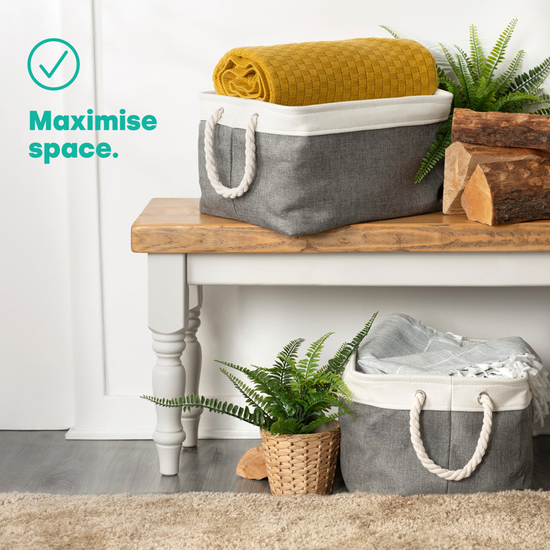 Laundry 2 Canvas Laundry Basket with Handles, Grey/White