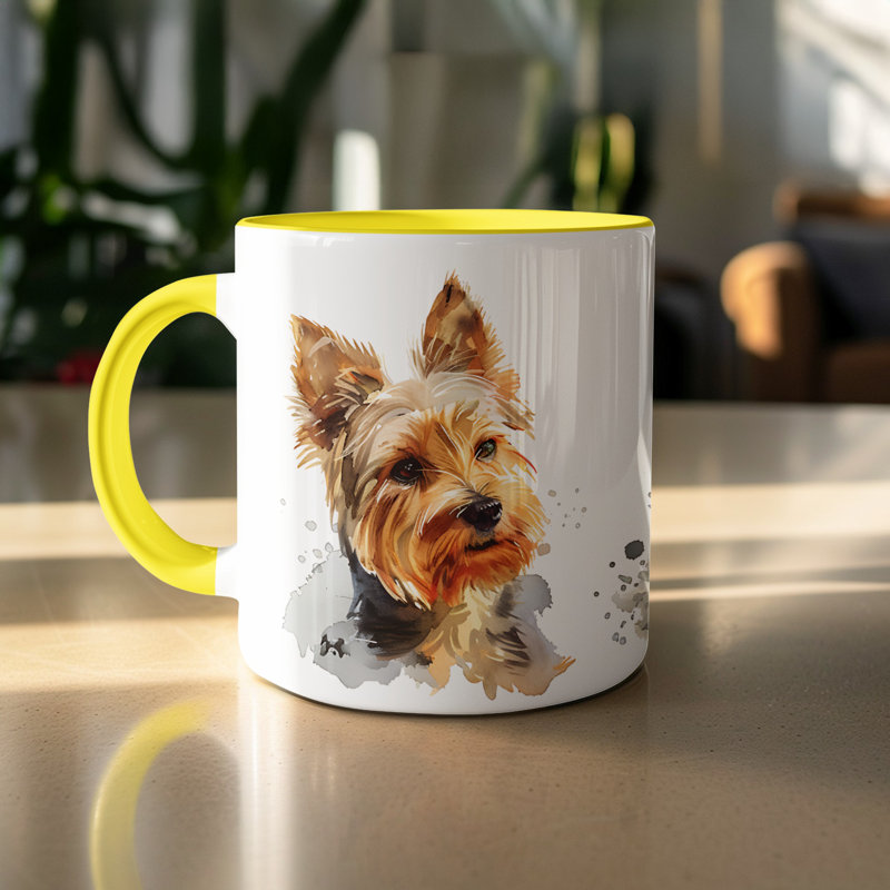Ceramic Coffee Mug, Yellow, 3