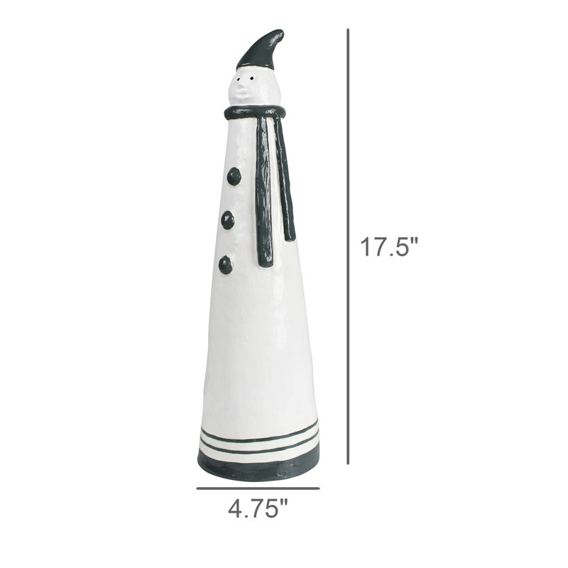 Bonhomme de neige en papier Arly, gris - Lrg, Blanc / gris, H 17,5 po x l 4,75 po x P 4,75 po