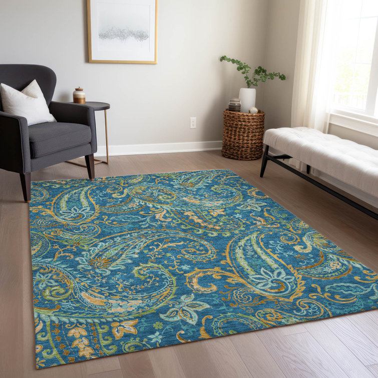 Kinslee Flatweave Washable Paisley Indoor / Outdoor Rug