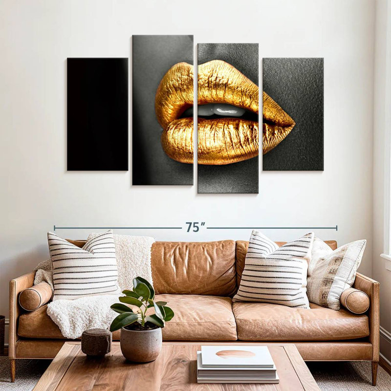 Shuttleworth Gold Metallic Lips, 42" H x 68" W