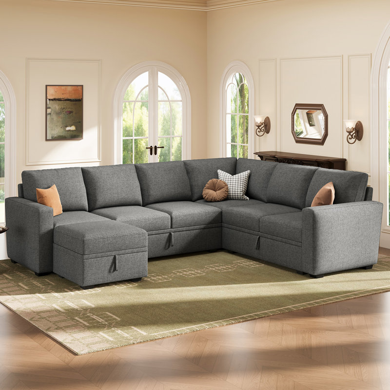 Canapé modulaire en U avec rangement Abramson, Grey Polyester