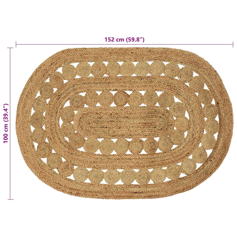 Hand Braided Area Rug, Oval 100cm x 152cm