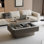 Table basse 38,6 po à plateau relevable cannelé avec placage en bois massif et table d'appoint moderne avec rangement et hauteur réglable pour le salon, la chambre à coucher, un appartement ou un bureau