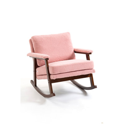 Mid Century Modern Accent Chair ,Rocking Chair With Wood Frame, Upholstered Living Room Chairs , Reading Armchair For Bedroom Sunroom