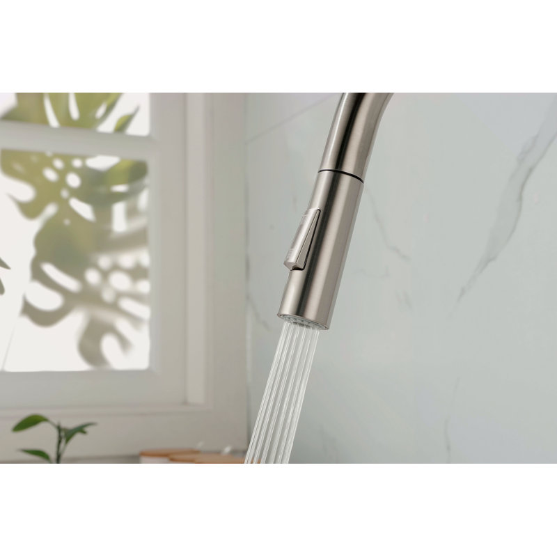 Robinet de cuisine avec douchette extractible, Nickel brossé