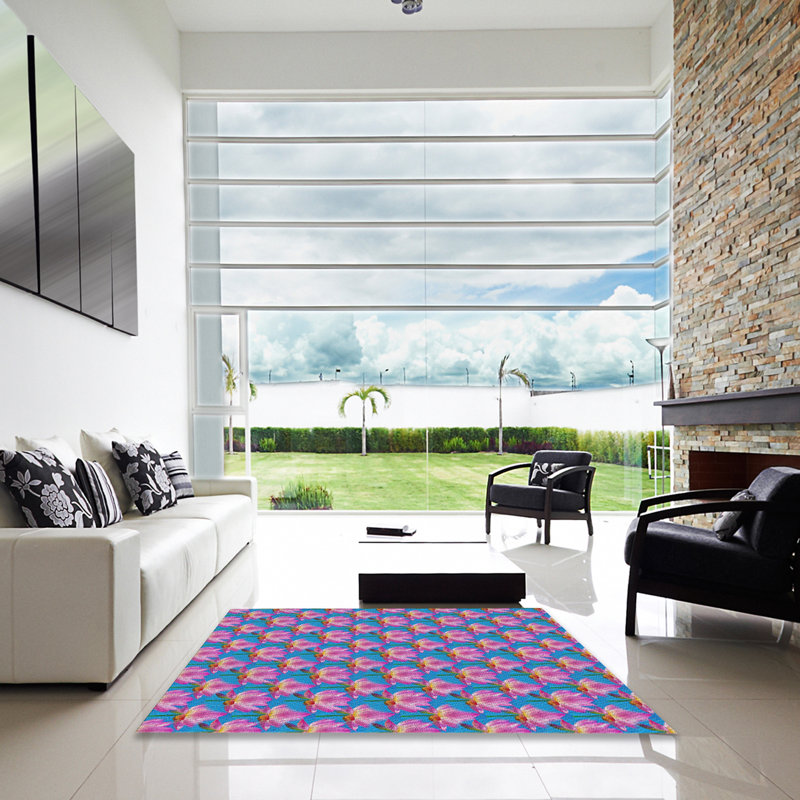 Tapis floral mauve / rouge, Carré 4 pi
