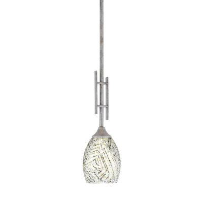 Mini-luminaire suspendu suspendu Uptowne avec fini argent vieilli et verre de fusion 5 po