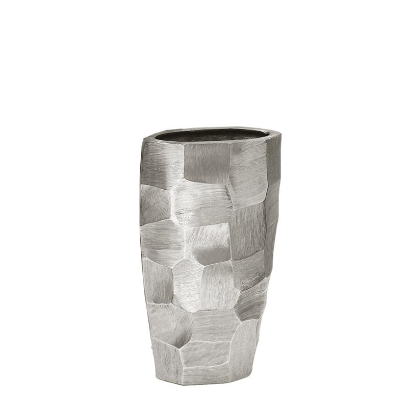 Orla Metal Table Vase, 11" H x 6.5" W x 3" D, Silver