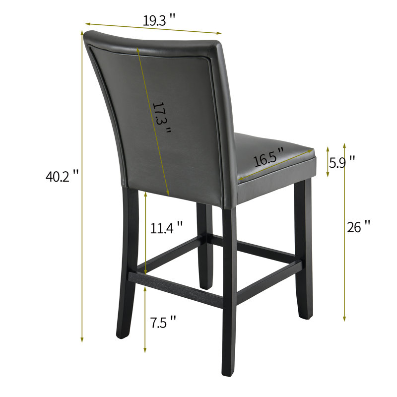 Solid Wood Counter Stool, Gray