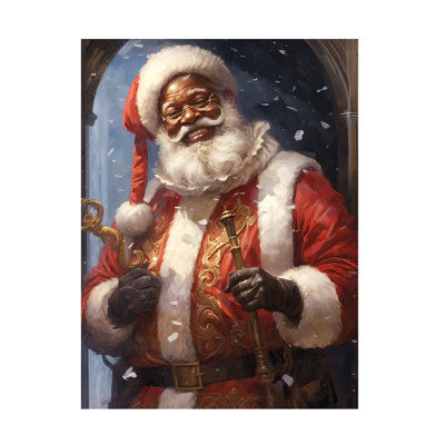 Wrapped Canvas Wall Art - Imagine It Images 'Jolly Santa 2' Wall Art for Living Room, Bedroom, or Office Décor  - 14x19
