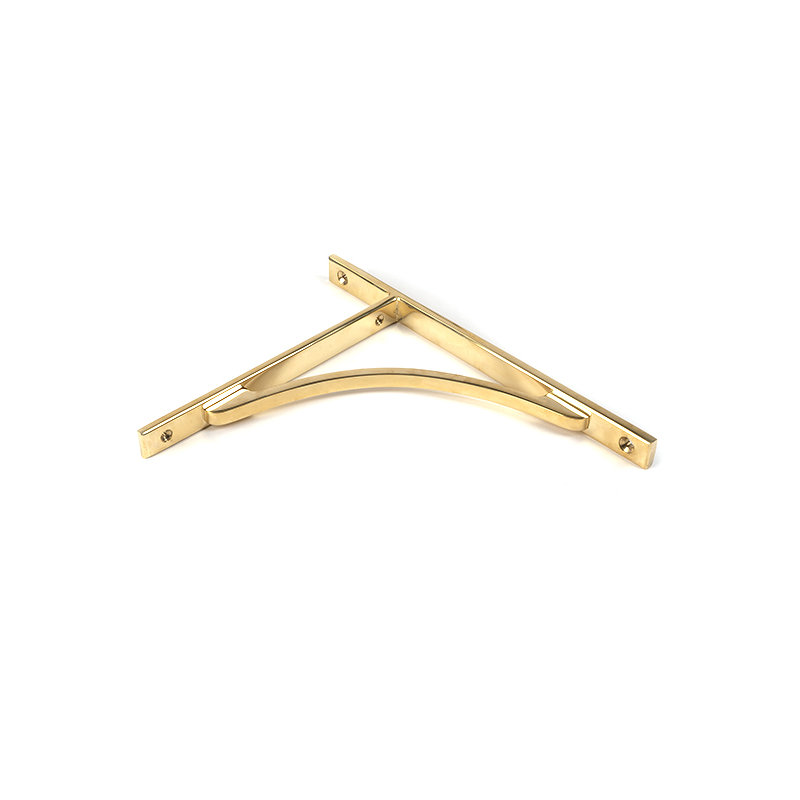 Apperley Shelf Bracket, 26cm H x 7.9cm W x 2cm D, Polished Brass