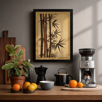 Bamboo in Ink Japandi - Framed Print