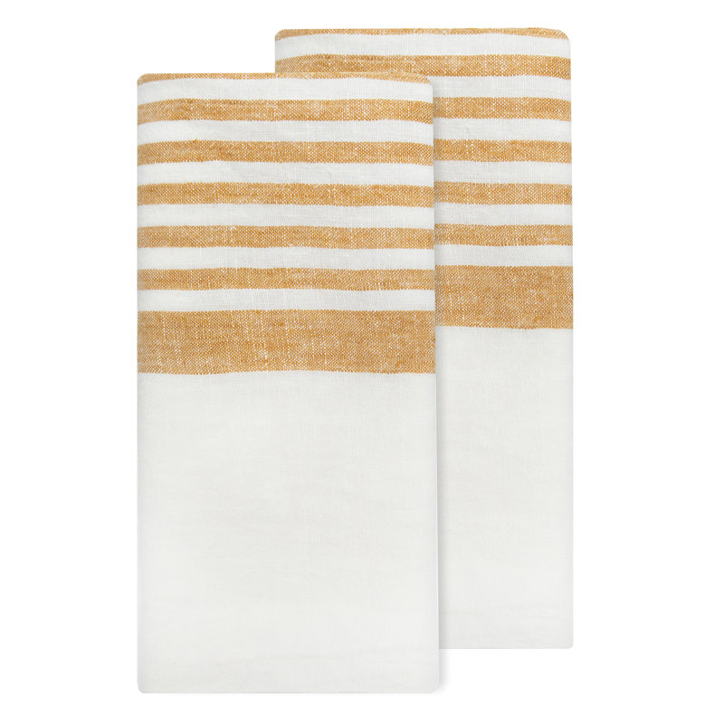 Torchon Camargo, Blanc / moutarde