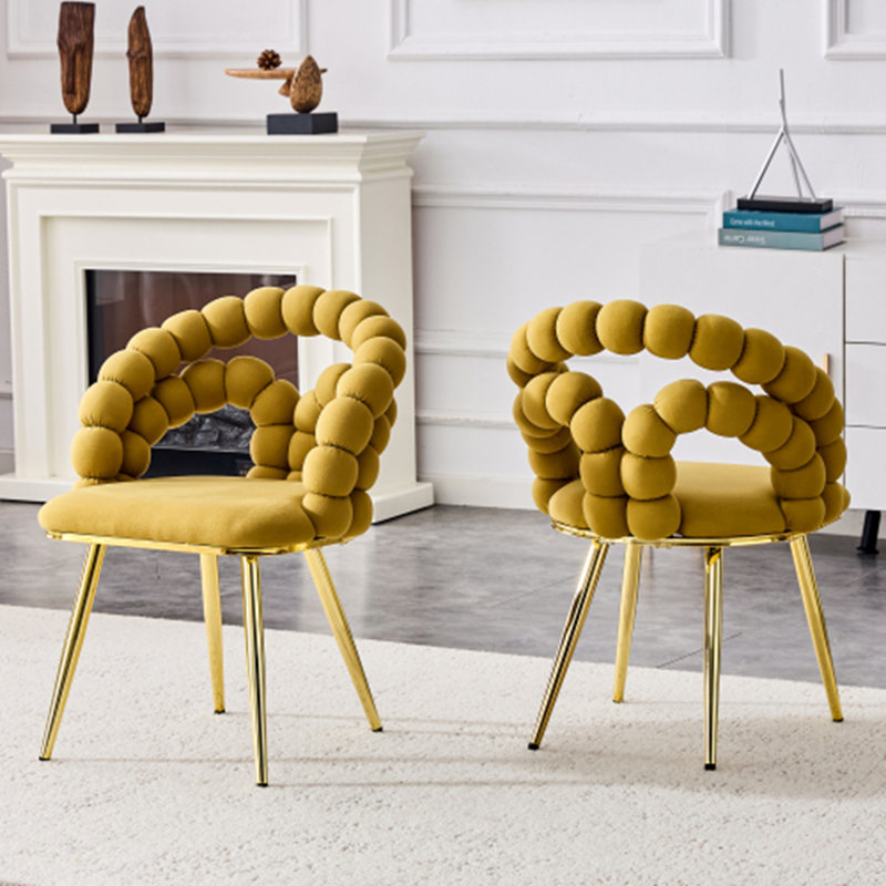 Chaises de salle à manger Puffy, 2, Jaune