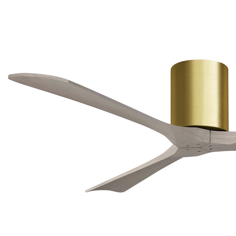 Ventilateur de plafond à 3 pales Olivier, Laiton brossé, Ton bois de frêne gris, 60"