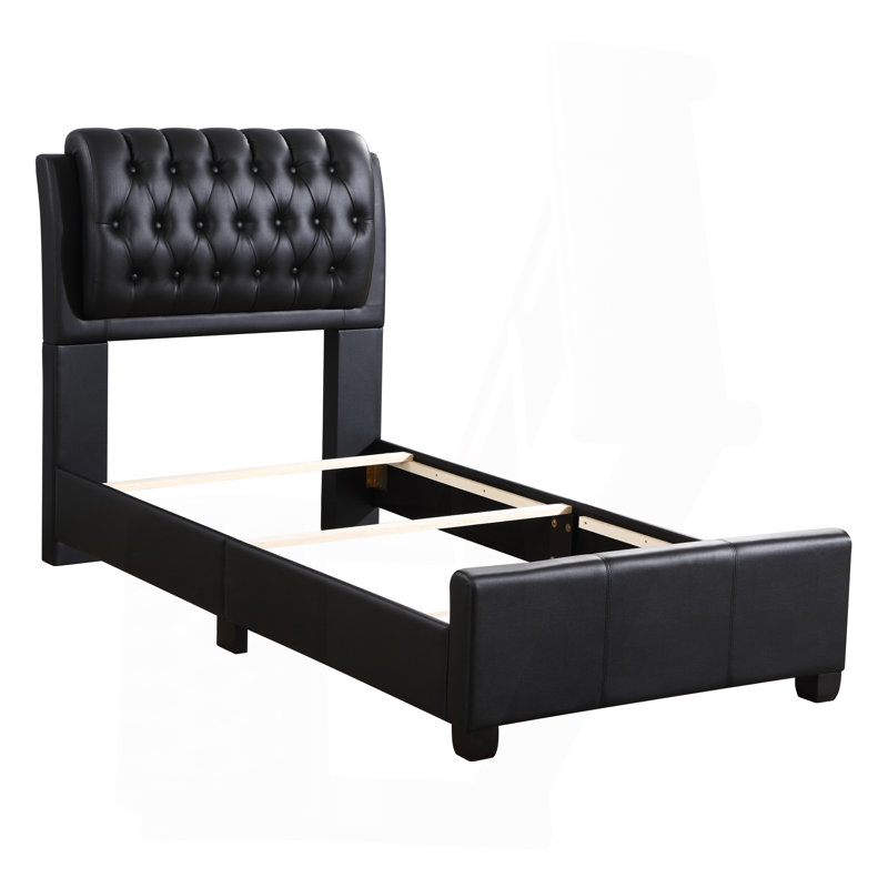 Élégant lit simple contemporain noir audacieux