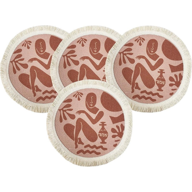 Abstract Round Placemat, Pink/Brick