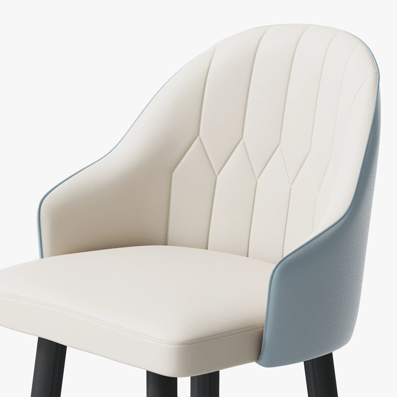 28.7" Seat Height Upholstered Modern Bar Stool With Back And Metal Legs For Kitchen, PU Leather Bar Height Bar Stools Set Of 2