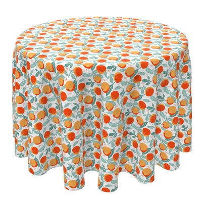 Round Floral Cotton Twill Tablecloth