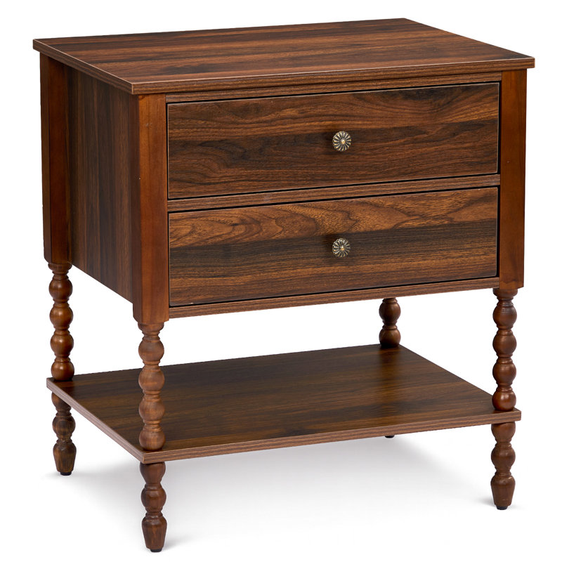 24.02" W Mid-Century 2-Drawer Nightstand