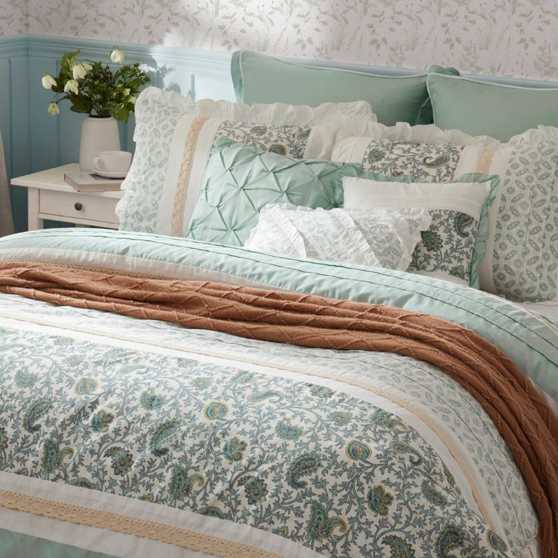 Ensemble d'édredon en coton 9 pièces - grand turquoise