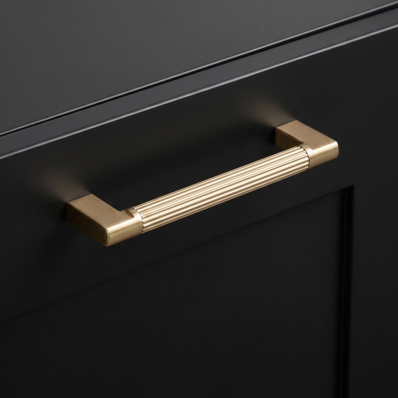 Poignées de meuble nervurées, poignées de tiroir cannelées en forme de L en laiton antique et bronze champagne, entraxe multiple pour placards et commodes de cuisine
