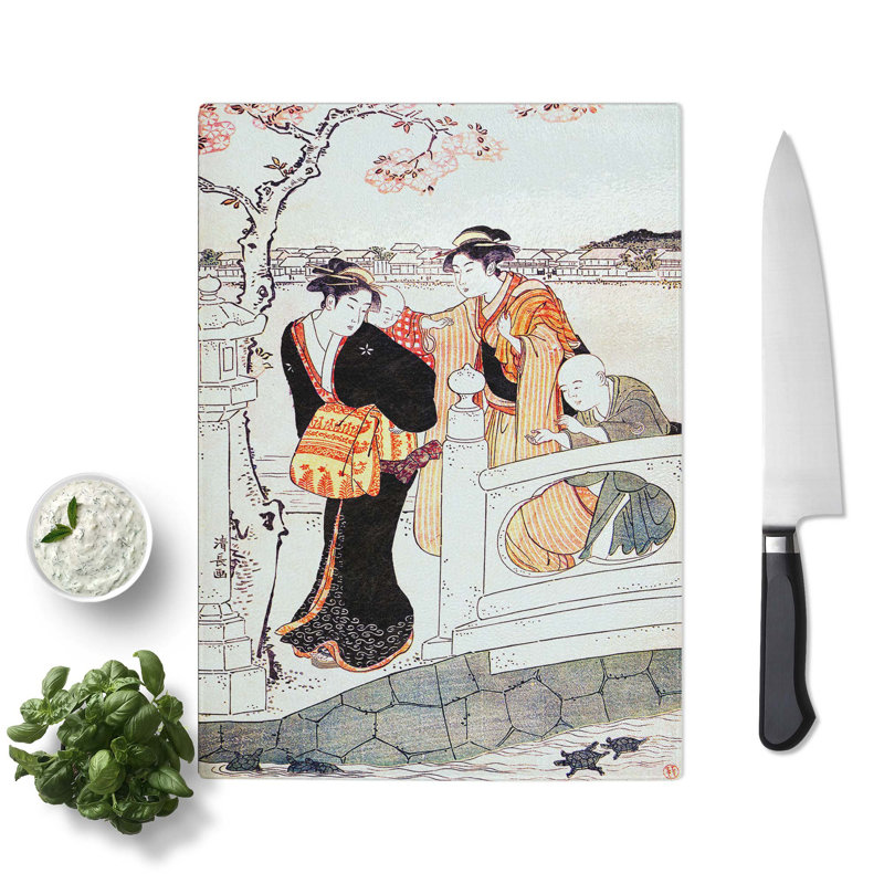 Tempered Glass the Walk by Torii Kiyonaga Chopping Board, 20cm W x 28.5cm L