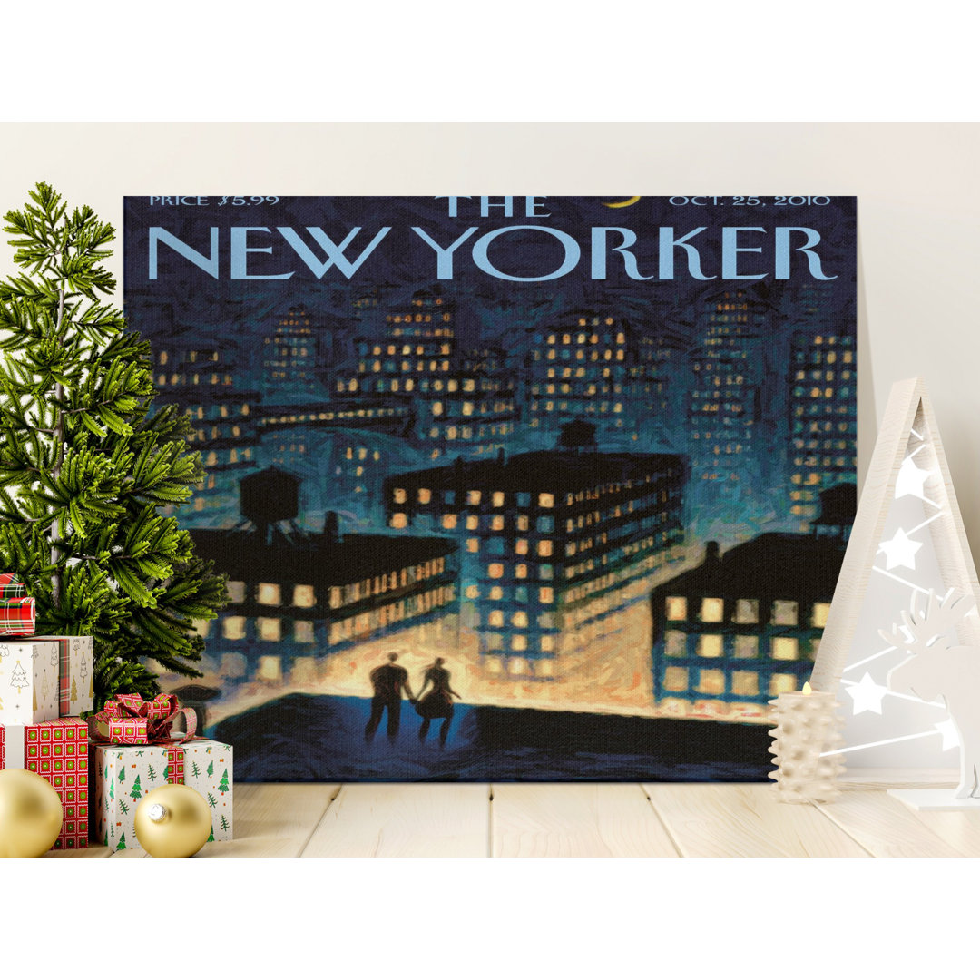 Romantic Cityscape Couple Canvas Print
