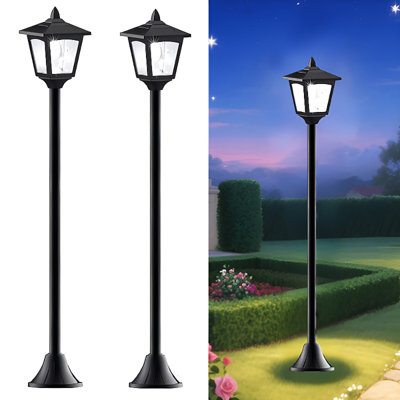 Paquet de 2 lampadaires solaires d'extérieur de 40 po à DEL avec détecteur de crépuscule à l'aube, Ip65 imperméable pour cour et allée