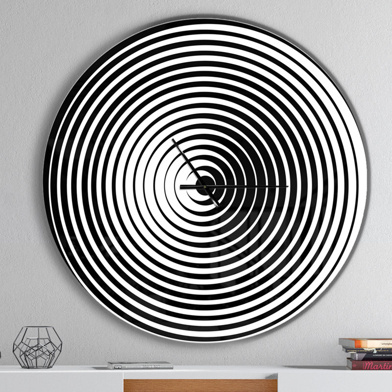 Illusion optique noire et blanche - Horloge murale moderne, Surdimensionné