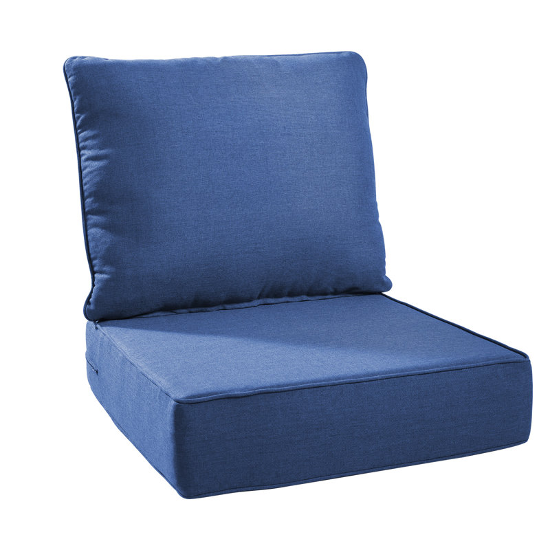 Wickes 24 In. X 24 In. Outdoor Deep Seating Lounge Chair Cushion 6" Thick Water-Resistant Seat/Back Cushion, Blue