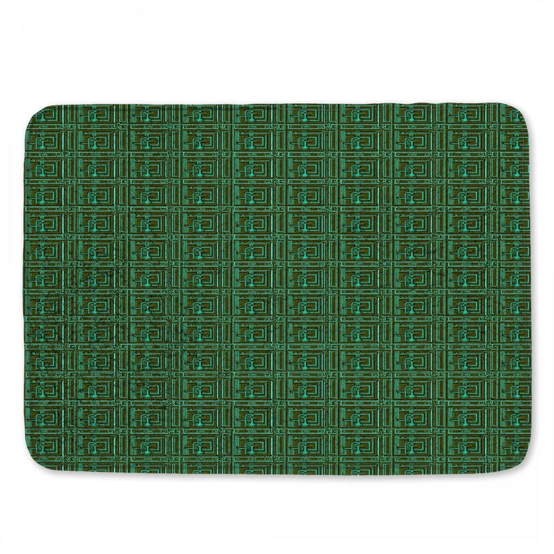Tapis de bain à motif géométrique vert, L 24 po x L 17 po