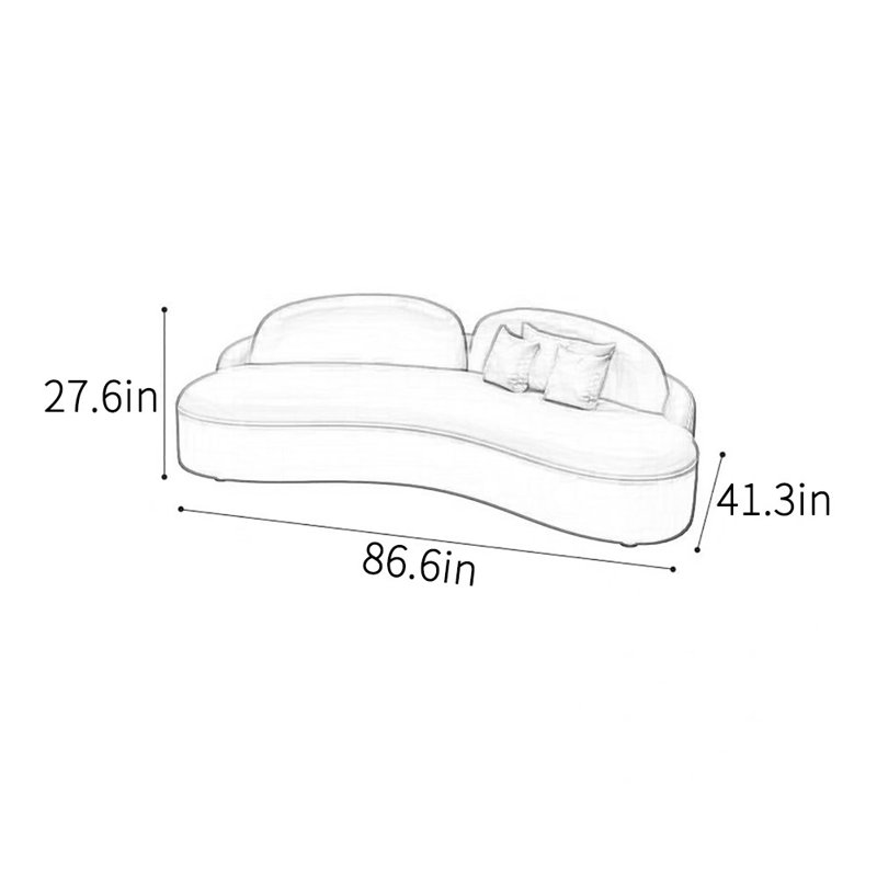 Nordic simple arc office sofa, 3, 27.6" H x 86.6" W x 41.3" D