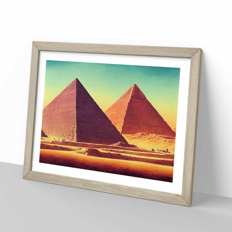 XH1022-7247X Pyramids In The Desert - Single Picture Frame Print, 25cm H x 34cm W, Oak