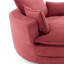 Fauteuil pivotant rond rouge à 360° avec coussin double couche, oreiller de soutien, mécanisme silencieux, revêtement en velours côtelé pour une sieste au bureau. Profondeur d'assise de 96,5 cm (38 pouces), 3 coussins amovibles, inclinaison douce.