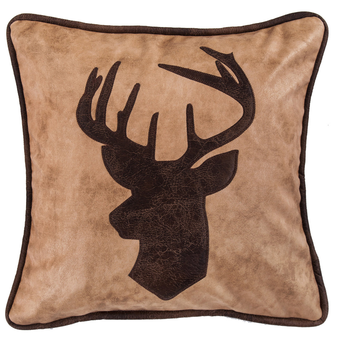 YUMA Appliqued Faux Leather Reversible Throw Pillow Saverio Inc.