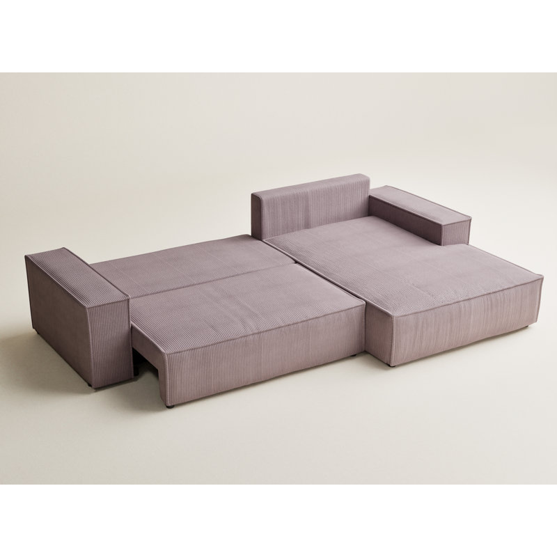 5 Seater Fabric Corner Sofa , Right Hand Facing, Purple Velvet
