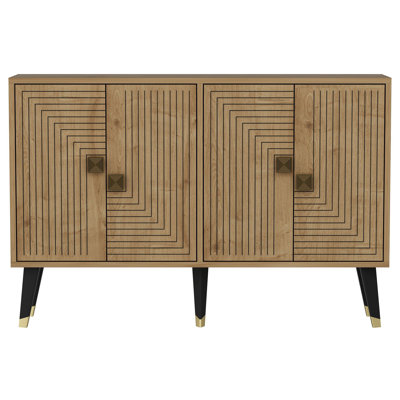 Modern Console Table, Sapphire Oak & Gold, 47.2 x 31.5 x 11.8 inches | 100% Melamine Coated Particle Board, Thickness: 0.7 inches | Stylish Geometric Design, Perfect for Entryway, Living Room, or Office