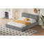 Grand lit plateforme tapissier avec tissu en velours, lit au sol avec cadre uni, beige-1774415382