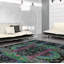 Tapis unique en laine noué à la main 6 pi x 9 pi 2 po noir / vert nouvel âge Lahore Carson-Craig