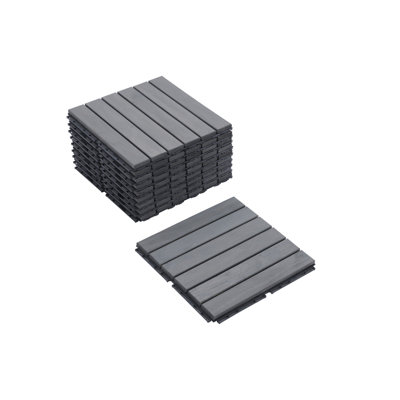 10 tuiles de terrasse emboîtables à motif rayé