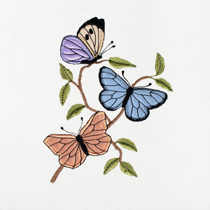  Spring Butterflies Turkish Cotton Hand Towel, White