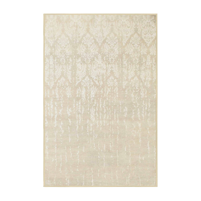 Tapis de zone crème contemporaine, Rectangle 2 pi x 3 pi