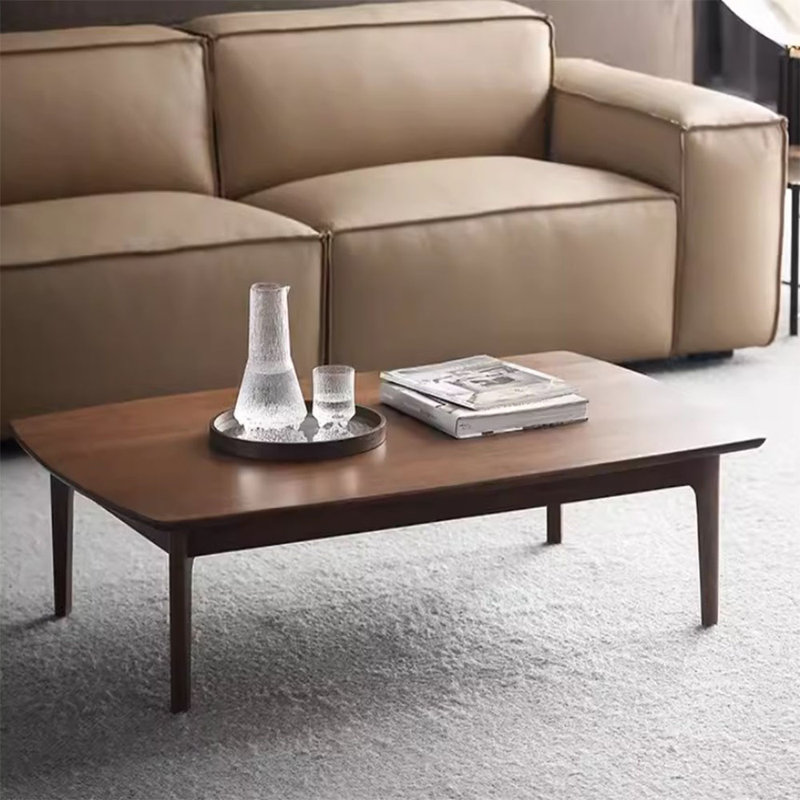 Walnut Rectangular End Table With Curved Edge Coffee Table