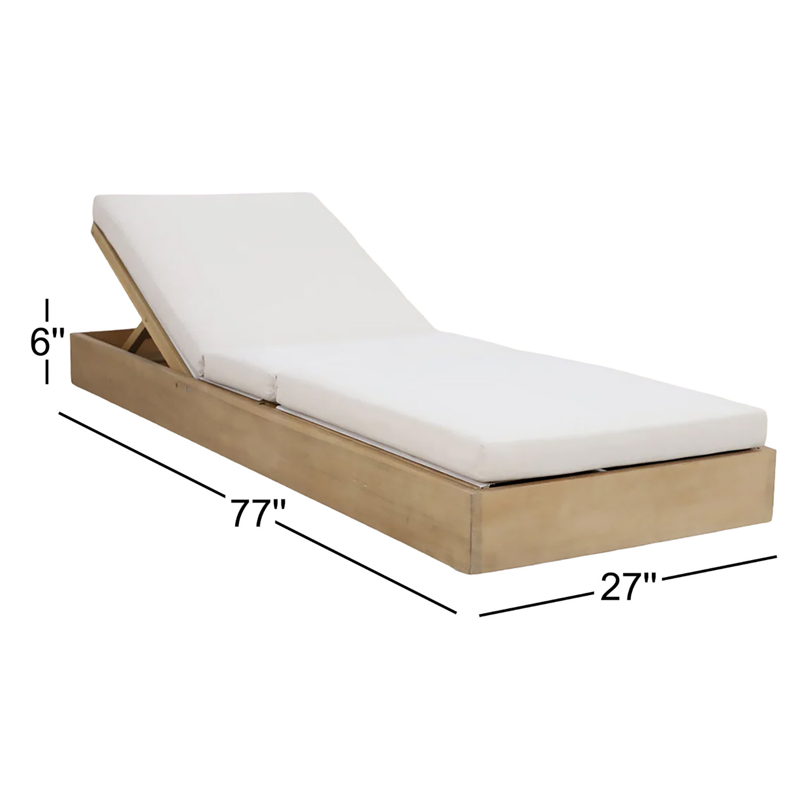 Adriatic 27'' Outdoor Acacia Chaise Lounge, Beige
