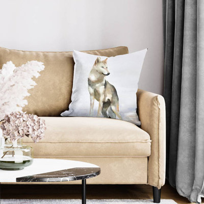 Wolf - 20"x20" Throw pillow cover - Poly twill - Print on demand