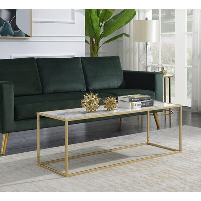 Essex Faux Marble Rectangle Coffee Table with Metal Frame -  Mercer41, 2C2AA2AE83AC4FB09B1B0C8BD606D821