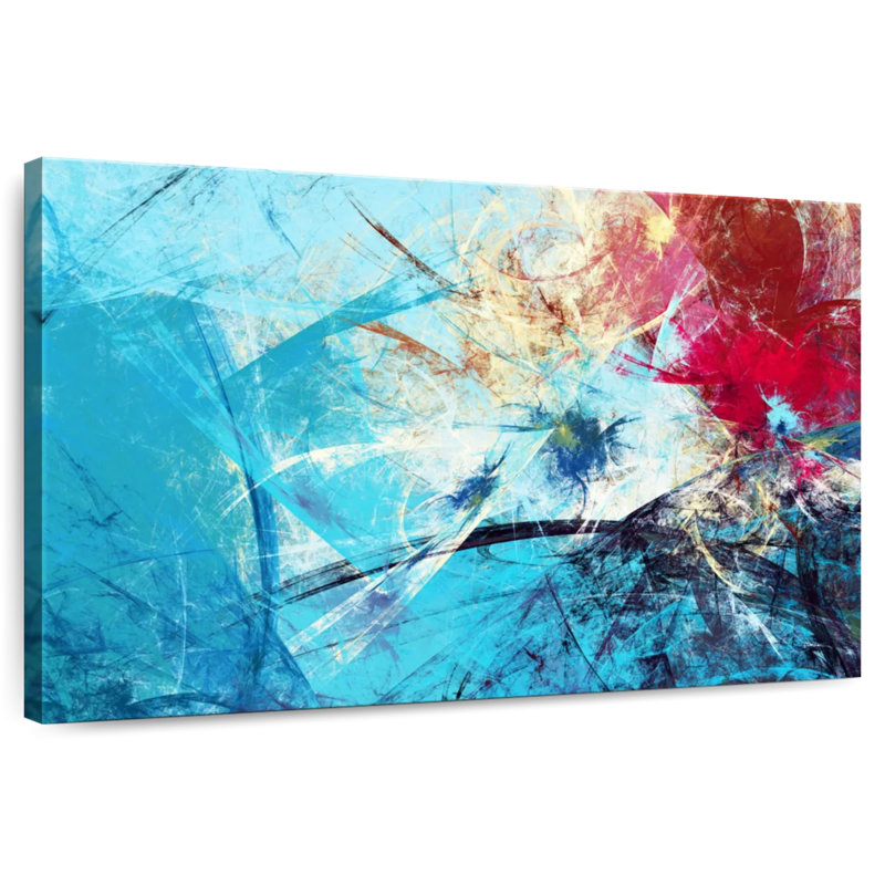 Avery Red And Blue Abstract, 16" H x 24" W