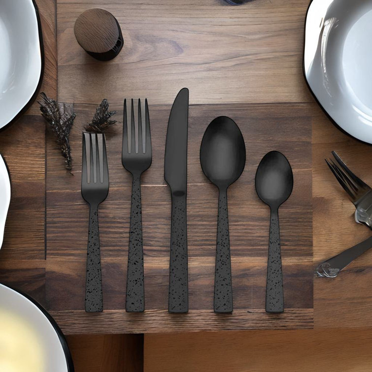 Sarah-Ann 40 Piece Stainless Steel Flatware Set Service for 8 Orren Ellis Color: Black